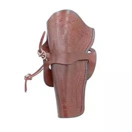 1873 Single Action Western Tooled Holster 5.5" Brown, Left Hand, Unlined