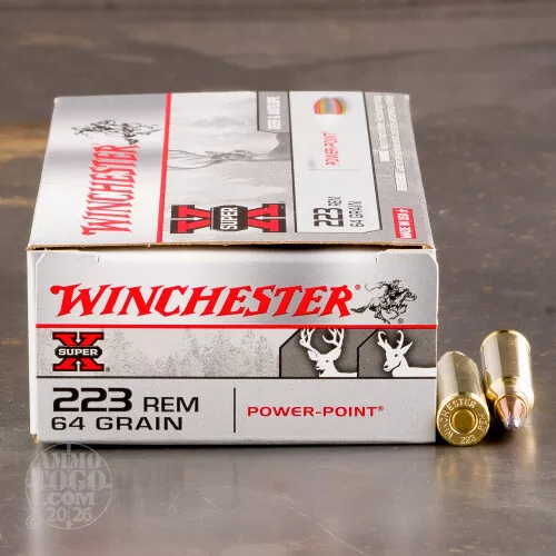 223 Remington Ammo – 200 Rounds of 64 Grain Power-Point (PP) by Winchester