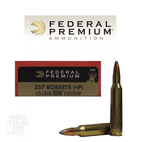 .257 ROBERTS Nosler Partition Ammo for Sale by Federal – 20 Rounds