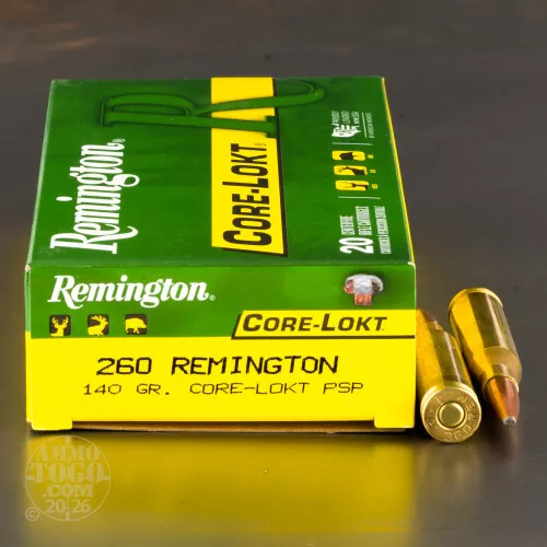 .260 Remington Ammunition for Sale. Remington 140 Grain Pointed Soft-Point (PSP) – 20 Rounds