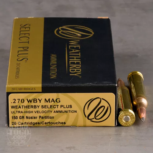 .270 Weatherby Nosler Partition Ammo for Sale by Weatherby Ammunition – 20 Rounds