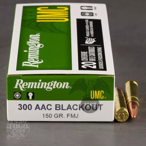 300 AAC Blackout Ammunition for Sale. Remington 150 Grain Closed Tip Flat Base – 20 Rounds