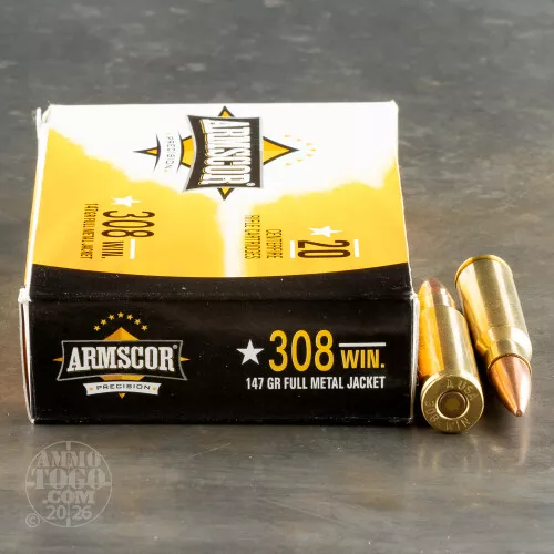 308 Winchester (7.62X51) Full Metal Jacket (FMJ) Ammo for Sale by Armscor – 20 Rounds