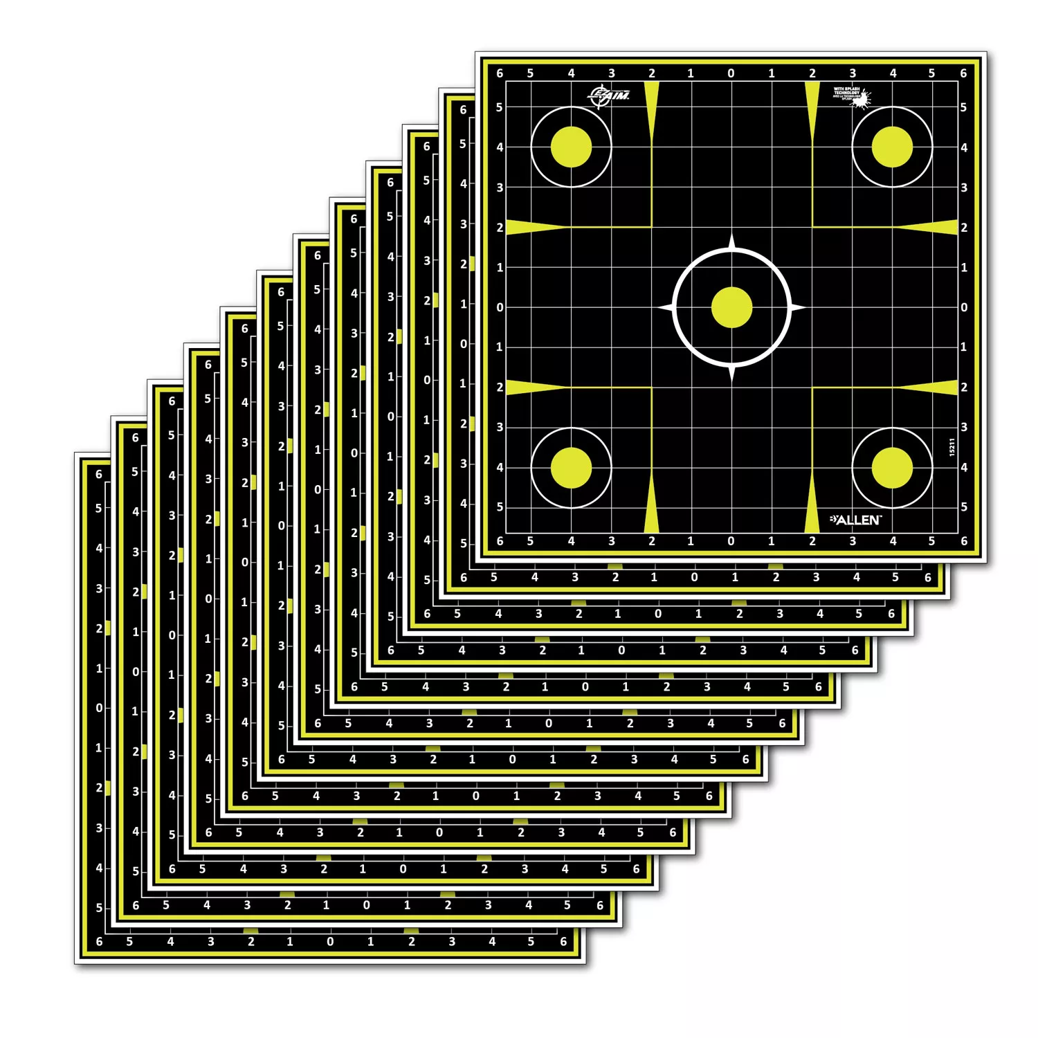 Allen 15211 EZ Aim Splash Sight-In Grid Non-Adhesive Paper Target 12″ x 12″ 12 Per Pack – White Birch Armory