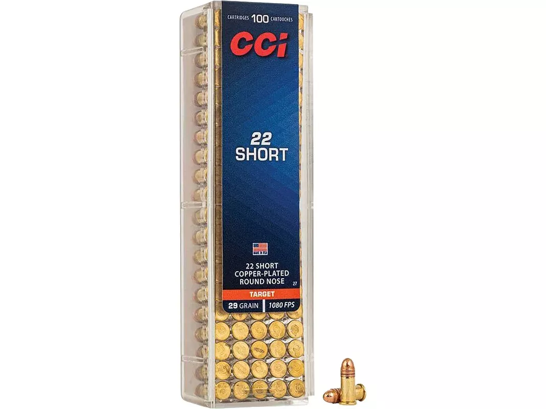 CCI 22 Short Ammo 29 Grain Plated Round Nose Box of 100