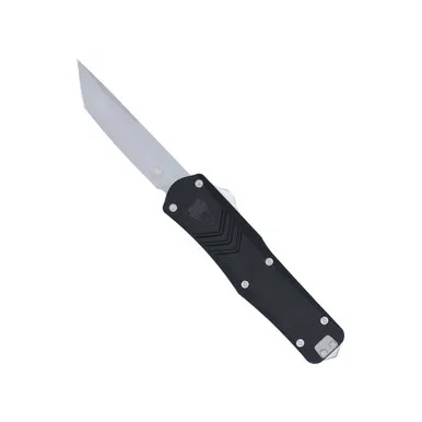 CobraTec Knives Medium FS-X Gen III OTF Knife - 3.0" D2 Tanto Blade, Black Aluminum Handles