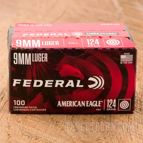 Federal 9mm 124 Grain FMJ – 100 Rounds