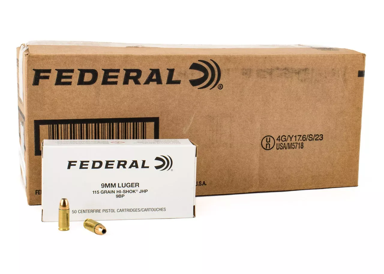 Federal 9mm Luger 115gr Hi-Shok JHP - 1000rd