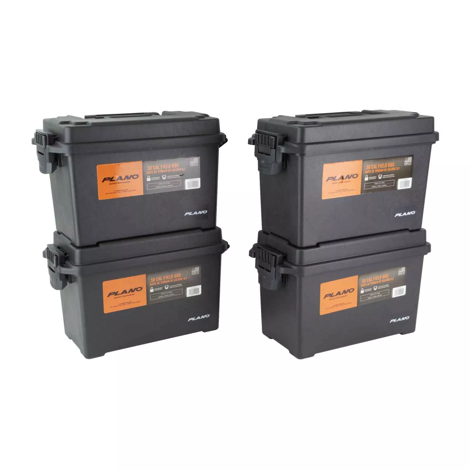 PLANO FIELD/AMMO BOX,DEEP,STANDARD MOLDED POLYMER (PLASTIC) CONSTRUCTION,4 PACK,BLACK
