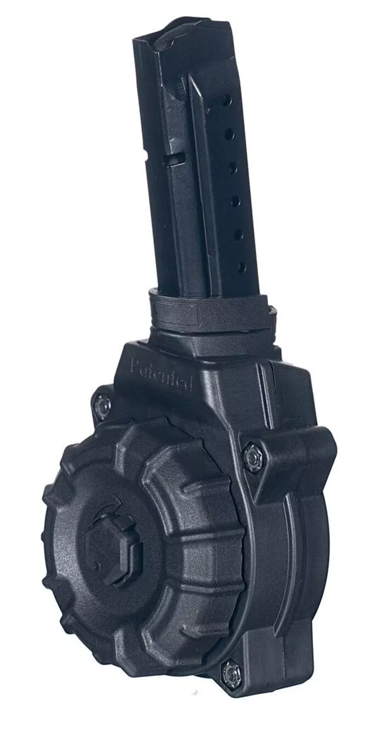 ProMag DRMA27 Glock Compatible 9mm Luger G17, 19 30rd Black Drum - White Birch Armory