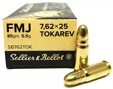 Sellier & Bellot Ammunition - 7.62x25 Tokarev - 85 grain Full Metal Jacket - 50 Rounds