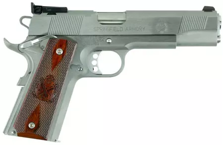 Springfield 1911 Loaded Target .45ACP 7+1 5" Stainless Steel Adj Sights Ambidextrous Thumb Safety SAO CA Compliant PI9132LCA