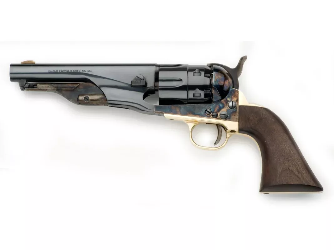 Taylor's & Company Pietta 1860 Army Sheriff Fluted Black Powder Revolver 44 Caliber 5.5" Blued Barrel Case Hardened Frame Walnut Grip