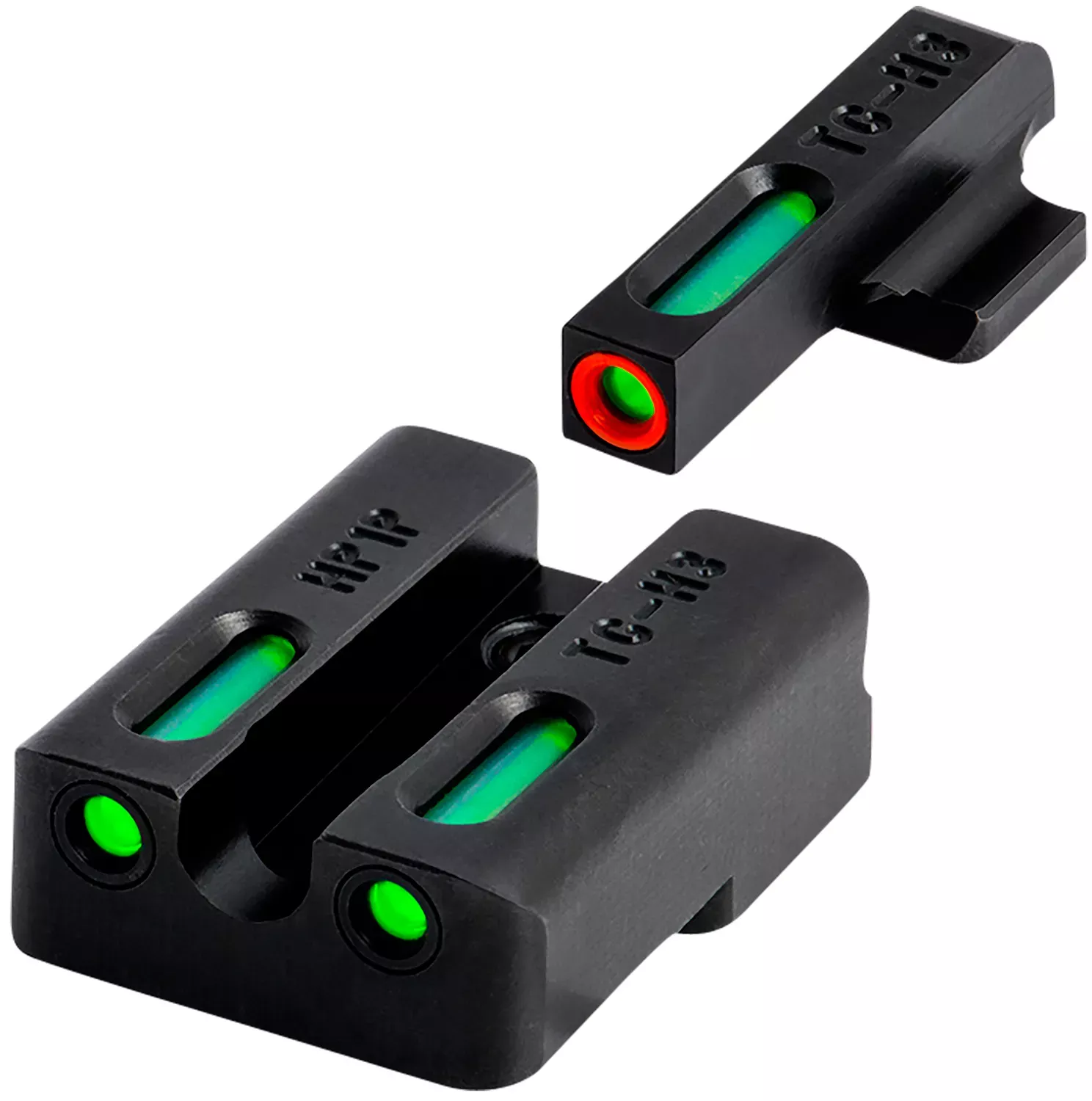 TruGlo TFX ProSquare Tritium/Fiber Optic Green with Orange Outline Front/U-Notch Green Rear with Nitride Fortress Finished Frame for Ruger SR 9mm,40,45