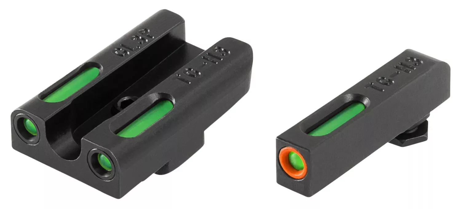 TruGlo TFX ProSquare Tritium/Fiber Optic Greenwith Orange Outline Front/U-Notch Green Rear with Nitride Fortress Finished Frame for Glock 42, 43