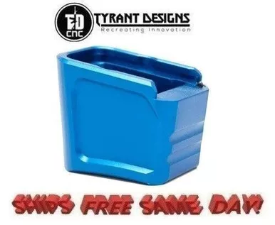 Tyrant Designs +4/5 Glock 19, 23 & 26 Mag Extension, BLUE # TD-G19MAGEX-B