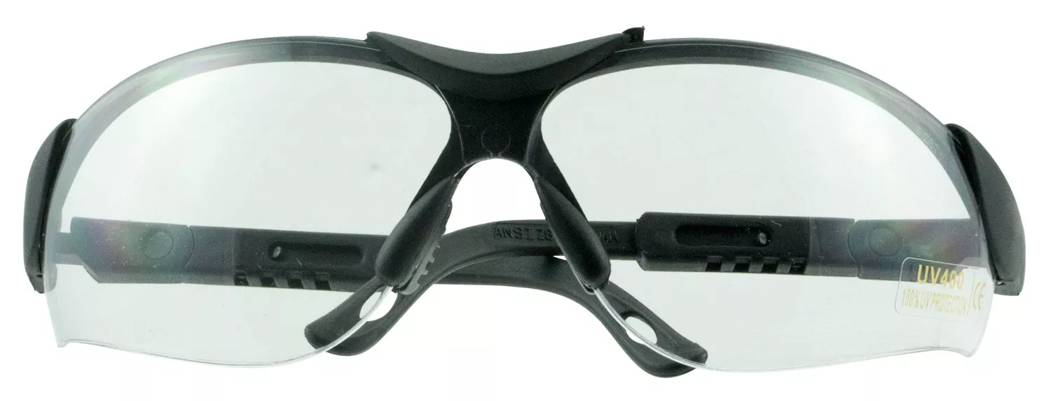 Walker’s GWPXSGLCLR Elite Shooting Glasses 99% UV Rated, Anti-Fog Polycarbonate Clear Lens with Black Half Frame & Soft Rubber Nose Piece for Adults – White Birch Armory