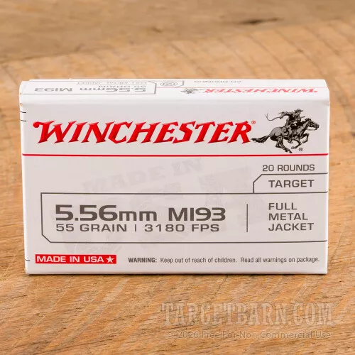 Winchester 5.56×45 55 Grain FMJ M193 – 20 Rounds