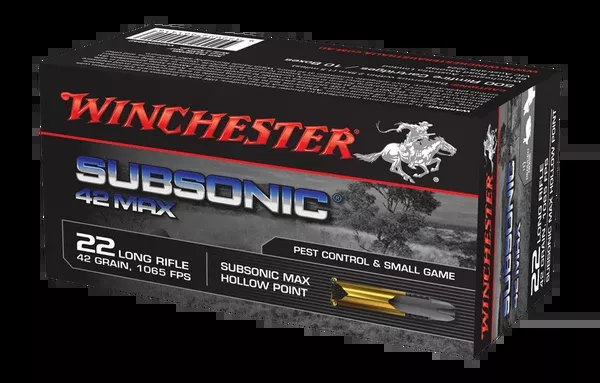 Winchester Subsonic Max Ammunition 22 Long Rifle (22LR) 42 Grain Subsonic Hollow Point (HP) (50pk)