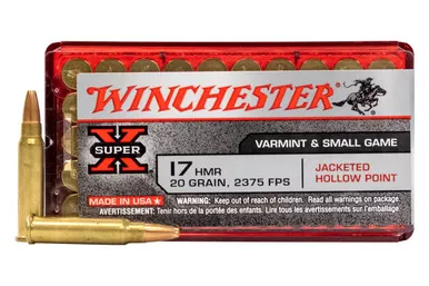 Winchester Super-XAmmunition - 17 HMR - 20 Grain Jacketed Hollow Point - 50 Rounds - Brass Case