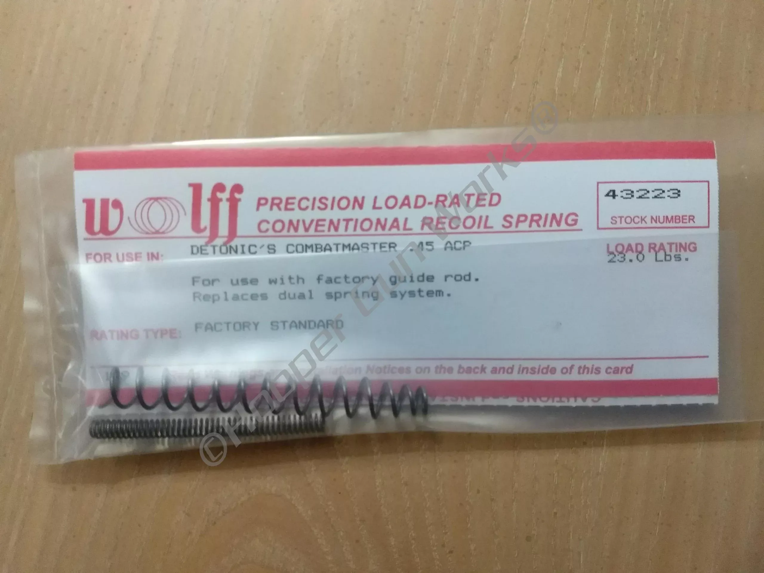 Wolff for DETONICS COMBATMASTERS .45ACP Recoil & Firing Pin Spring 23lb 43223