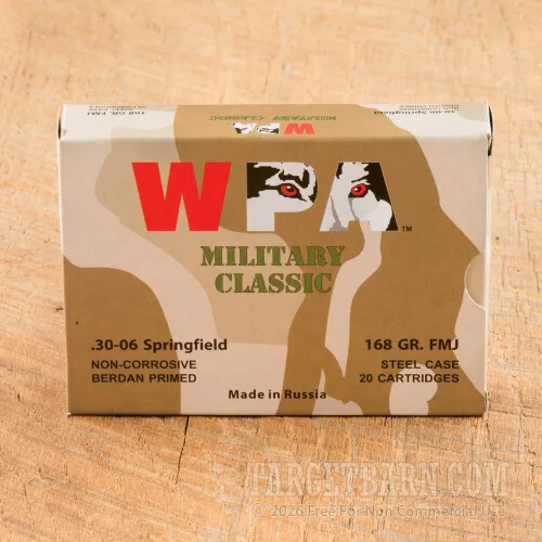 WPA Military Classic 30-06 168 Grain FMJ – 500 Rounds